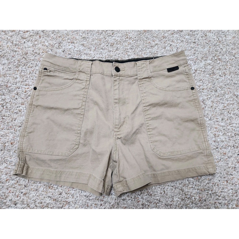 ATG by Wrangler Women 12 Linen Hike Shorts Tan Stretch Utility Workwear 1099239